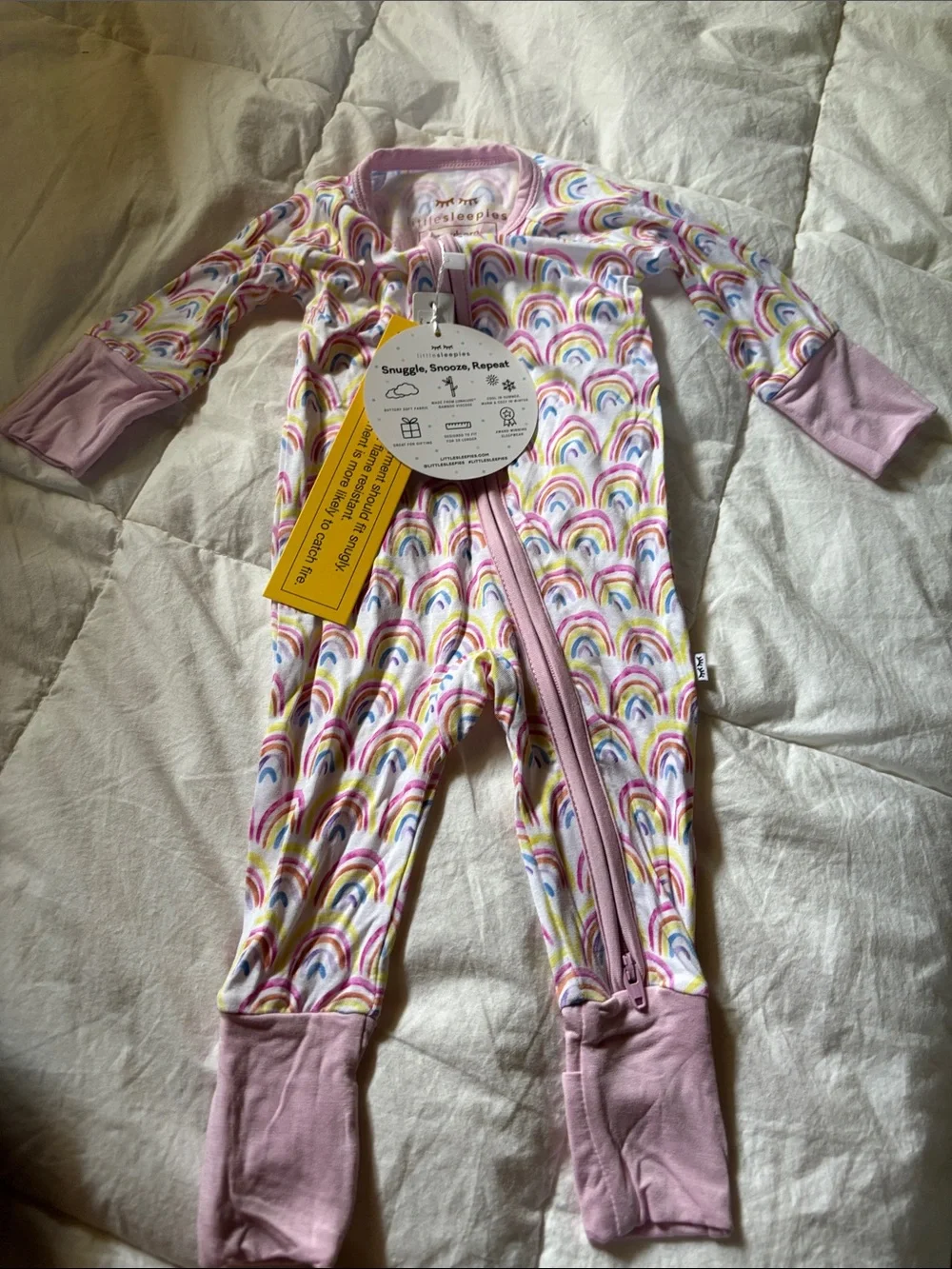 Carter's Pastel Rainbow Zip-Up Footed One-Piece